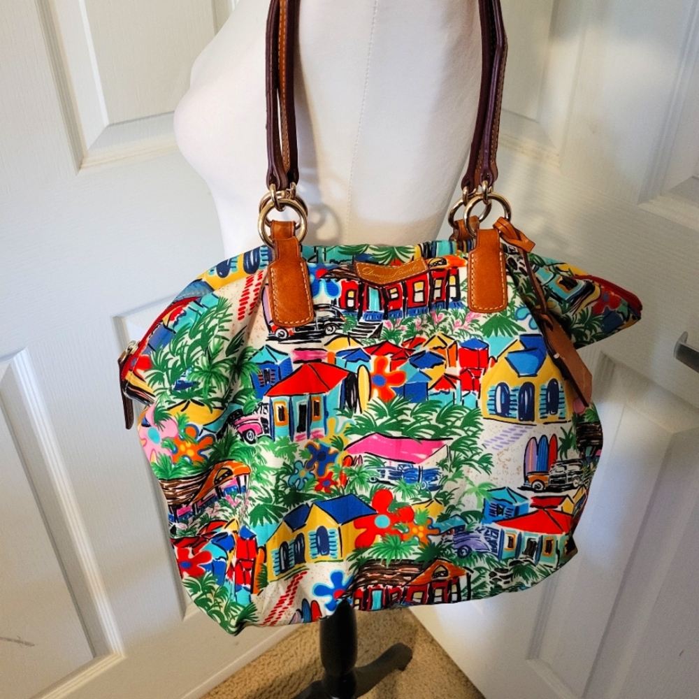 ✨️HP✨️Dooney & Bourke | Large Colorful "Sandbar" Tropical Vacation Tulip Tote - Picture 14 of 16